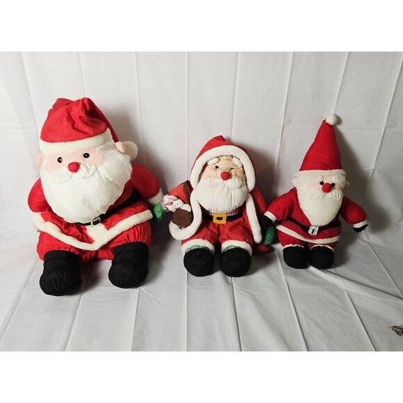 Other - 3 Vintage Christmas Santa Claus Puffalump Plush